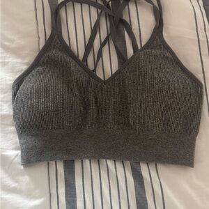 Aerie Charcoal Strappy Sports Bra